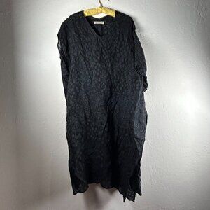 Vivian Yin Colour 5 Power Ramie Asymmetric Dress Medium Crinkle Black Lagenlook